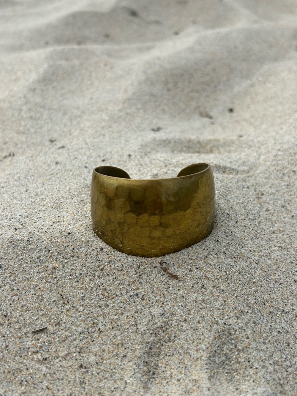 Hammered Brass Cuff Bracelet - Gold Tone - Picture 3 of 7